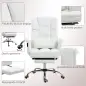 Silla de Oficina con 6 Puntos de Masaje Reposapiés Retráctil Altura Ajustable Control Remoto y Soporte Lumbar 69x65x115 cm Blanc