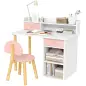 Juego de Escritorio Infantil con Silla Pupitre Infantil con Cajones Compartimento y Estantes Rosa y Blanco