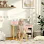 Juego de Escritorio Infantil con Silla Pupitre Infantil con Cajones Compartimento y Estantes Rosa y Blanco