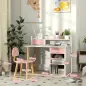 Juego de Escritorio Infantil con Silla Pupitre Infantil con Cajones Compartimento y Estantes Rosa y Blanco