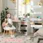 Juego de Escritorio Infantil con Silla Pupitre Infantil con Cajones Compartimento y Estantes Rosa y Blanco