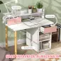 Juego de Escritorio Infantil con Silla Pupitre Infantil con Cajones Compartimento y Estantes Rosa y Blanco
