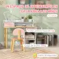 Juego de Escritorio Infantil con Silla Pupitre Infantil con Cajones Compartimento y Estantes Rosa y Blanco
