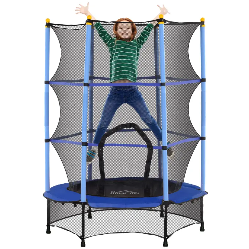 Trampolín para Niños de +3 Años Ø140 cm con Red de Seguridad y Marco de Acero para Interior y Exterior Azul y Negro