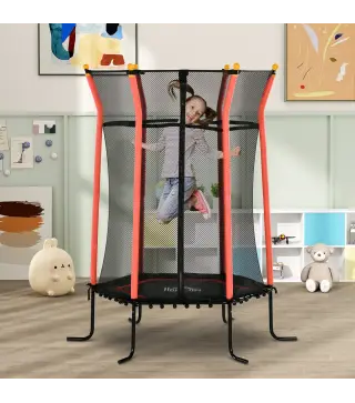 Cama Elástica Infantil Trampolín para Niños +3 Años con Red de Seguridad Ø163,5x190 cm Rojo
