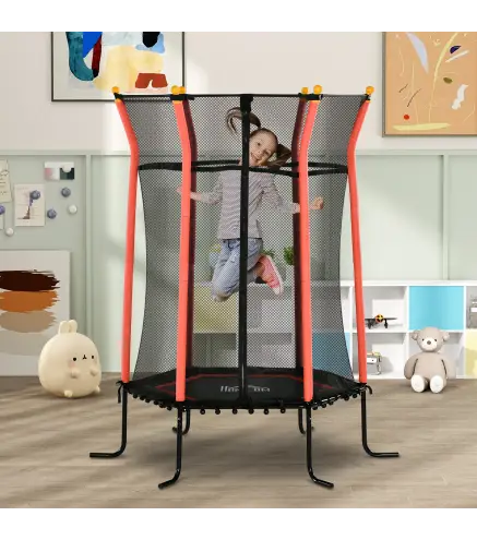 Cama Elástica Infantil Trampolín para Niños +3 Años con Red de Seguridad Ø163,5x190 cm Rojo