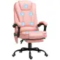 Silla de Oficina con 7 Puntos de Masaje con Reposapiés Retráctil Altura Ajustable Control Remoto y Tejido de PU Rosa
