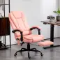 Silla de Oficina con 7 Puntos de Masaje con Reposapiés Retráctil Altura Ajustable Control Remoto y Tejido de PU Rosa