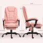 Silla de Oficina con 7 Puntos de Masaje con Reposapiés Retráctil Altura Ajustable Control Remoto y Tejido de PU Rosa