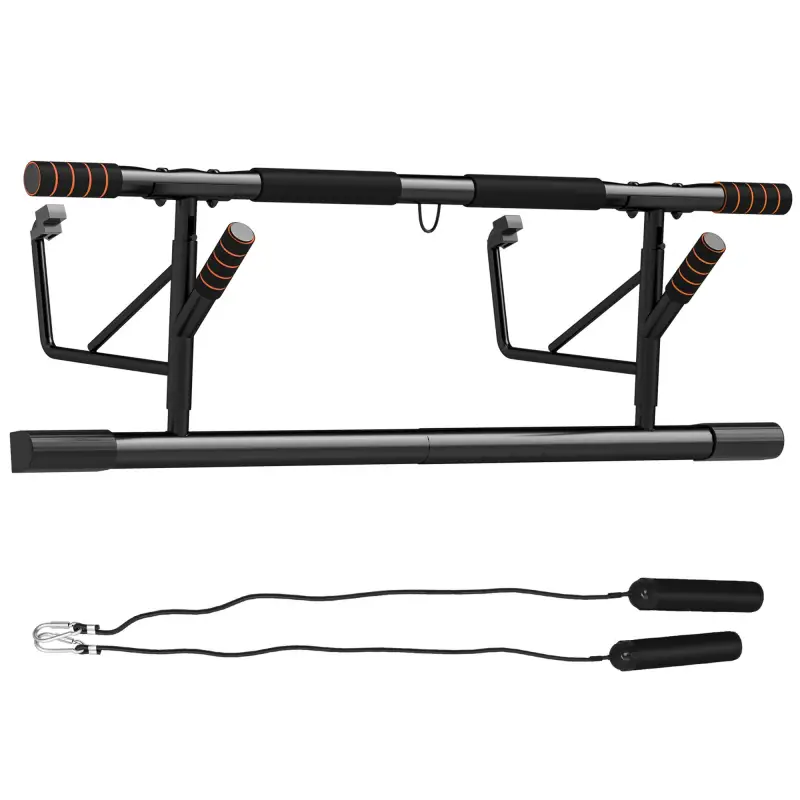 Barra de Dominadas de Pared con Bandas de Resistencia Carga 150 kg para Ejercicio y Entrenamiento Negro y Naranja Barra de Dominadas de Pared con Bandas de Resistencia Carga 150 kg para Ejercicio y Entrenamiento Negro y Naranja