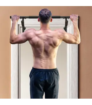 Barra de Dominadas de Pared con Bandas de Resistencia Carga 150 kg para Ejercicio y Entrenamiento Negro y Naranja