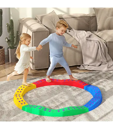 Vigas de Equilibrio para Niños de +3 Años de 8 Piezas Base Antideslizante para Entrenamiento de Equilibrio Multicolor