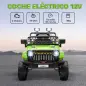 Coche Eléctrico para Niños con Batería 12V Mando a Distancia Velocidad Ajustable USB Faros Bocina Verde