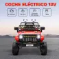 Coche Eléctrico para Niños con Batería 12V Mando a Distancia Velocidad Ajustable USB Faros Bocina Rojo