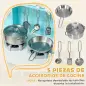 Cocina de Madera Infantil con Sonido Fogón Horno Grifo Fregadero Microondas Lavadora Máquina de Hielo Azul