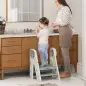 Torre de Aprendizaje Ajustable Escalera para Niños de +18 Meses Antideslizante para Baño Cocina Librería Gris y Blanco