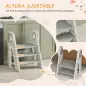 Torre de Aprendizaje Ajustable Escalera para Niños de +18 Meses Antideslizante para Baño Cocina Librería Gris y Blanco