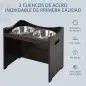 Comedero para Perros Elevado con 2 Tazones de Acero Inoxidable y Altura Ajustable 54x31,5x47 cm Café