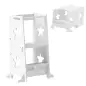 Torre de Aprendizaje 2 en 1 Convertible en Mesa y Silla con Barra de Seguridad 60x44,5x86 cm Blanco