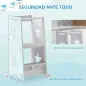 Torre de Aprendizaje 2 en 1 Convertible en Mesa y Silla con Barra de Seguridad 60x44,5x86 cm Blanco