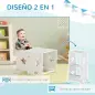 Torre de Aprendizaje 2 en 1 Convertible en Mesa y Silla con Barra de Seguridad 60x44,5x86 cm Blanco