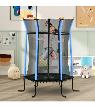 Cama Elástica Infantil Trampolín para Niños +3 Años con Red de Seguridad Ø163,5x190 cm Azul