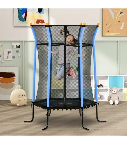 Cama Elástica Infantil Trampolín para Niños +3 Años con Red de Seguridad Ø163,5x190 cm Azul