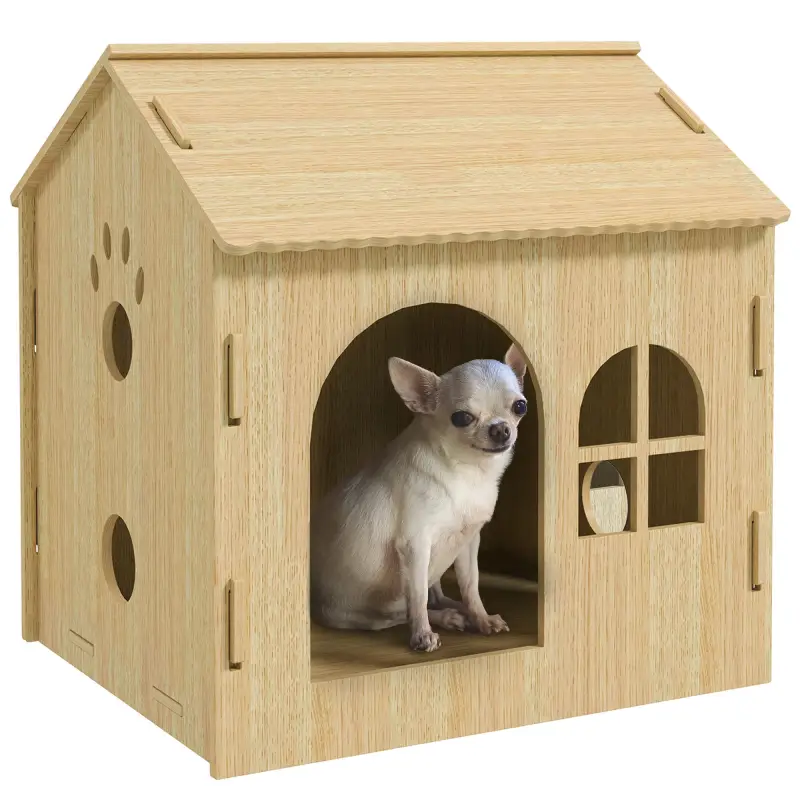 Caseta para Perros Interior con Ventana Diseño de Garra Hueca Casita para Perros y Gatos 49,5x41x51 cm Roble