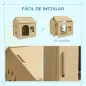 Caseta para Perros Interior con Ventana Diseño de Garra Hueca Casita para Perros y Gatos 49,5x41x51 cm Roble