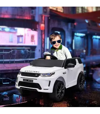 Coche Eléctrico para Niños con Licencia Land Rover Discovery Sport Batería 12V Mando a Distancia Faros y Música Blanco