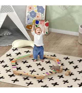 Juego de Viga de Equilibrio de Madera para Niños de +3 Años para Entrenamiento de Equilibrio Multicolor