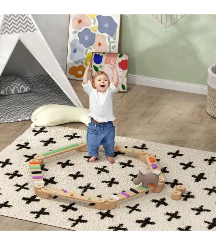 Juego de Viga de Equilibrio de Madera para Niños de +3 Años para Entrenamiento de Equilibrio Multicolor