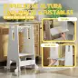 Torre de Aprendizaje para Niños con Pedal Altura Ajustable en 3 Niveles y Barrera de Seguridad 45x47,5x91 cm Blanco