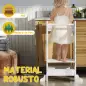 Torre de Aprendizaje para Niños con Pedal Altura Ajustable en 3 Niveles y Barrera de Seguridad 45x47,5x91 cm Blanco