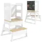 Torre de Aprendizaje para Niños de 3-6 Años con Pizarra y Barrera de Seguridad para Baño Cocina 55x52,5x87,5 cm Blanco