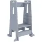 Torre de Aprendizaje para Niños con Pedal Altura Ajustable en 3 Niveles y Barrera de Seguridad 45x47,5x91 cm Gris