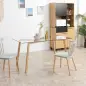 Mesa de Comedor para 6 Personas con Encimera de Cristal y Patas de Acero Efecto Madera 150x75x76 cm Transparente