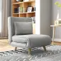 Sillón Cama Plegable Tapizado en Lino Sintético con Respaldo Ajustable en 6 Posiciones y Almohada 72x78x79 cm Gris Sillón Cama Plegable Tapizado en Lino Sintético con Respaldo Ajustable en 6 Posiciones y Almohada 72x78x79 cm Gris