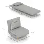 Sillón Cama Plegable Tapizado en Lino Sintético con Respaldo Ajustable en 6 Posiciones y Almohada 72x78x79 cm Gris Sillón Cama Plegable Tapizado en Lino Sintético con Respaldo Ajustable en 6 Posiciones y Almohada 72x78x79 cm Gris