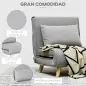 Sillón Cama Plegable Tapizado en Lino Sintético con Respaldo Ajustable en 6 Posiciones y Almohada 72x78x79 cm Gris Sillón Cama Plegable Tapizado en Lino Sintético con Respaldo Ajustable en 6 Posiciones y Almohada 72x78x79 cm Gris