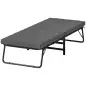 Cama Plegatín Plegable 70x180 cm con Colchón de Espuma con Respaldo Ajustable en 5 Posiciones y Ruedas Carga 120 kg Gris