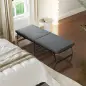 Cama Plegatín Plegable 70x180 cm con Colchón de Espuma con Respaldo Ajustable en 5 Posiciones y Ruedas Carga 120 kg Gris
