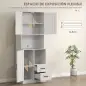 Armario de Cocina con Puertas Compartimentos Abiertos Cajones y Estantes Ajustables 70x40x180 cm Blanco