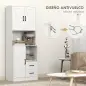 Armario de Cocina con Puertas Compartimentos Abiertos Cajones y Estantes Ajustables 70x40x180 cm Blanco