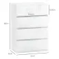 Cómoda con 4 Cajones Diseño Anti-vuelco Cajonera para Salón Pasillo 55x33x80 cm Blanco Brillante