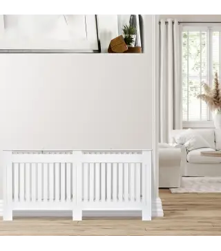 Cubreradiador de MDF Cubierta para Radiador para Salón Dormitorio Pasillo 172x19x81 cm Blanco