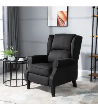 Sillón de Masaje Reclinable con Mando a Distancia 2 Zonas de Masaje y Tapizado en Tejido de Ante 78x83x101 cm Negro
