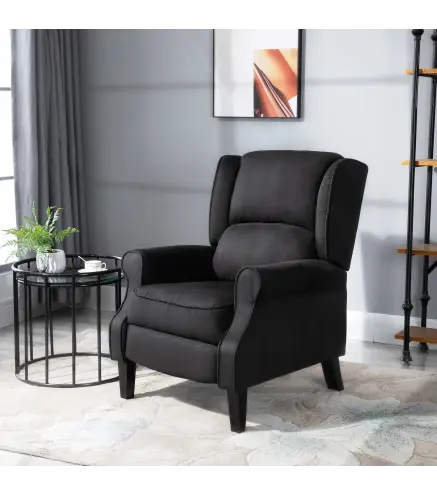 Sillón de Masaje Reclinable con Mando a Distancia 2 Zonas de Masaje y Tapizado en Tejido de Ante 78x83x101 cm Negro