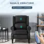 Sillón de Masaje Reclinable con Mando a Distancia 2 Zonas de Masaje y Tapizado en Tejido de Ante 78x83x101 cm Negro Sillón de Masaje Reclinable con Mando a Distancia 2 Zonas de Masaje y Tapizado en Tejido de Ante 78x83x101 cm Negro