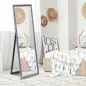 Espejo de Cuerpo Entero 150x50 cm con Marco en Terciopelo y Soporte para Salón Dormitorio Gris